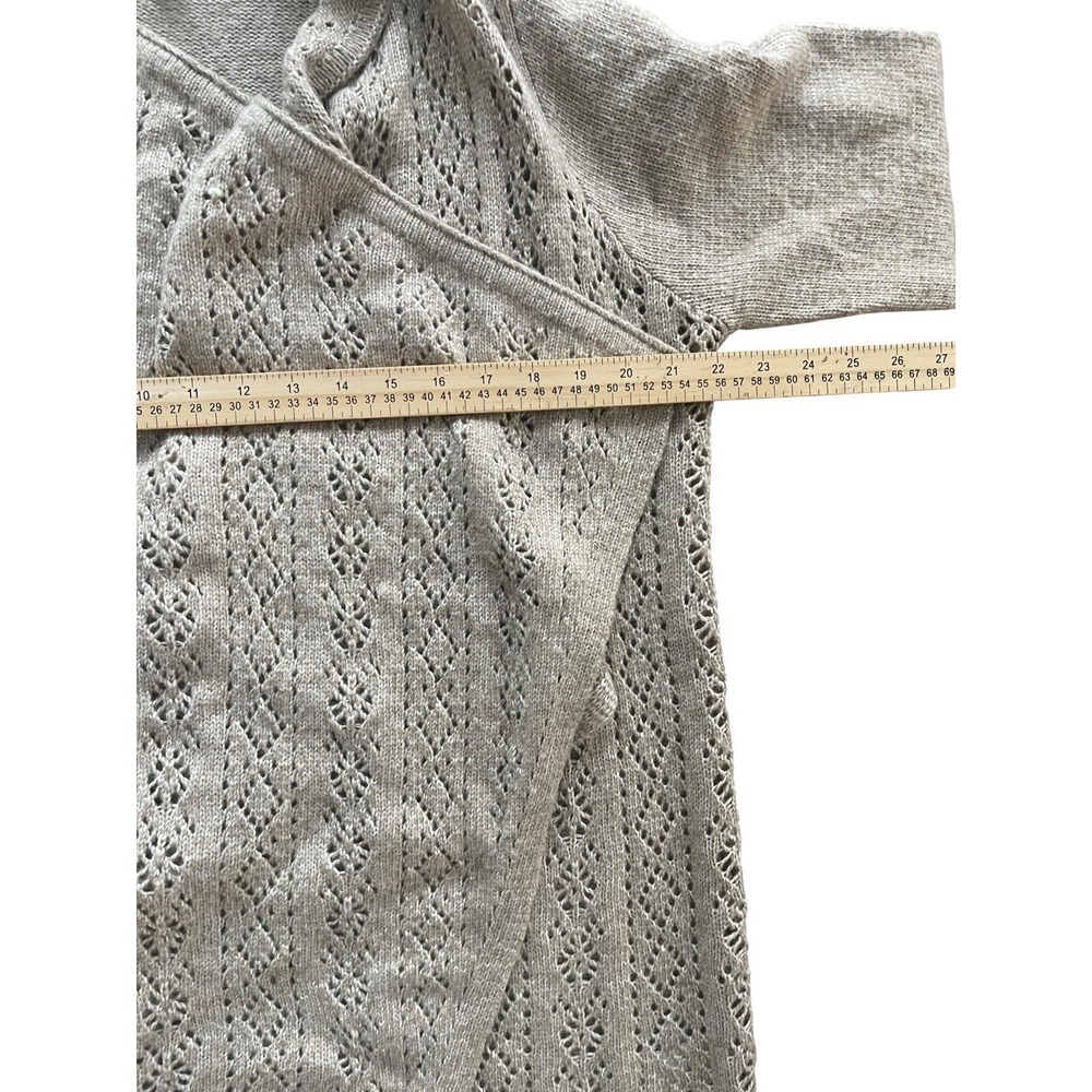 Lucky Brand Open Front Knit Waterfall Cardigan Large Tan Beige Large Boho - Picture 4 of 6